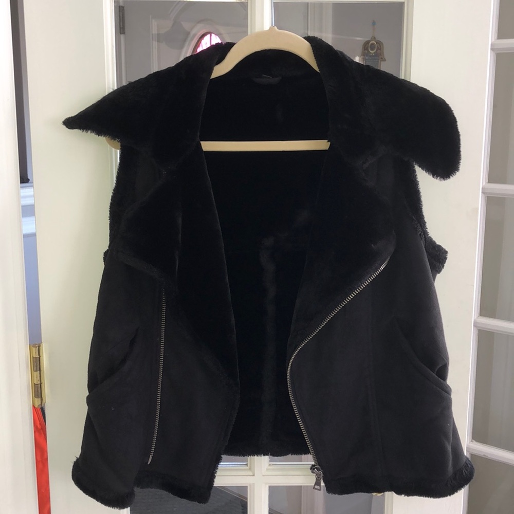 Faux suede and fur vest